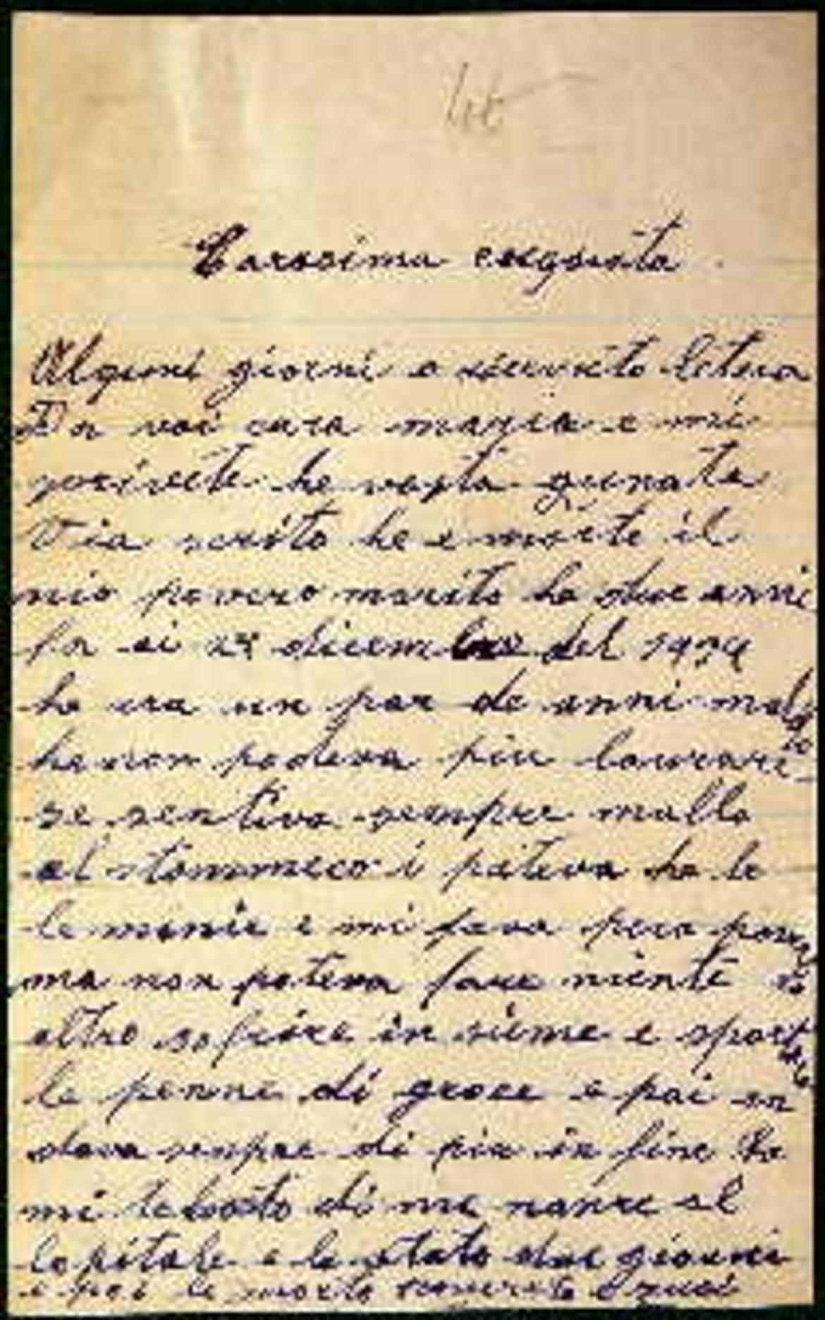 Verginia Angeli, moglie di Floriano Angeli, scrive alla ...