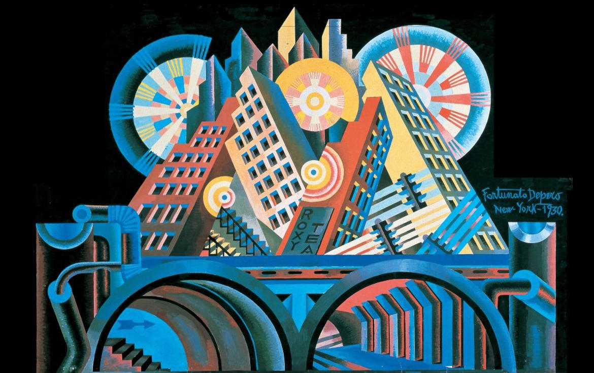 Fortunato Depero - Grattacieli e tunnel - 1930 Fortunato Depero - Grattacieli e tunnel - 1930